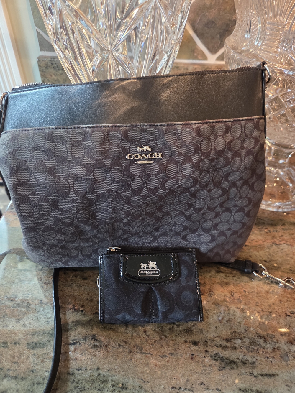 Coach Signature Crossbody Bag in Black With Wallet